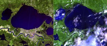 New Orleans, Before and After Hurricane Katrina, 2005, http://landsat.usgs.gov/