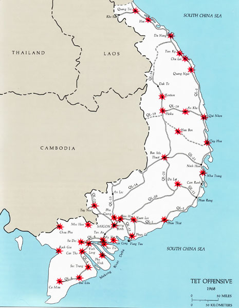Map of Battles during Tet offensive