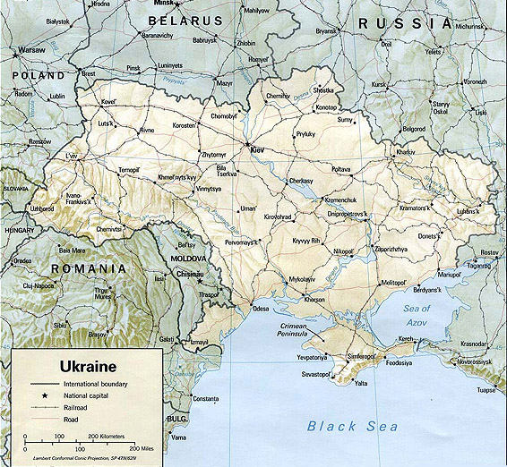 Map of Ukraine; source is http://www.lib.utexas.edu/maps/commonwealth/ukraine_rel93.jpg
